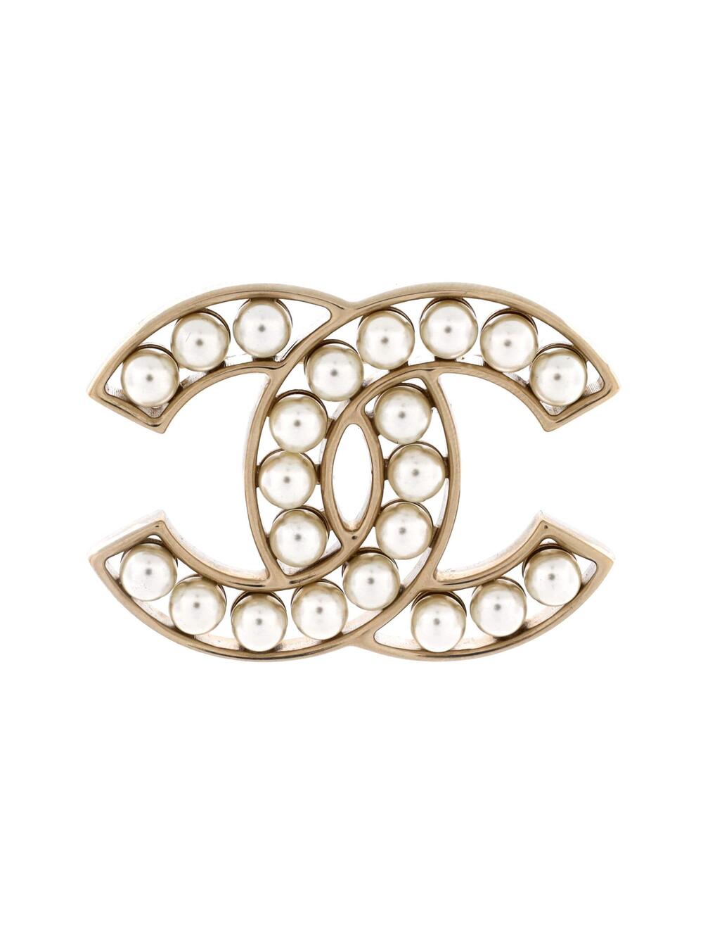 Chanel Cc Brooch Metal With Faux Pearls #371299C94B